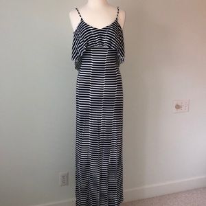 Navy and White Striped Maxi Dress
